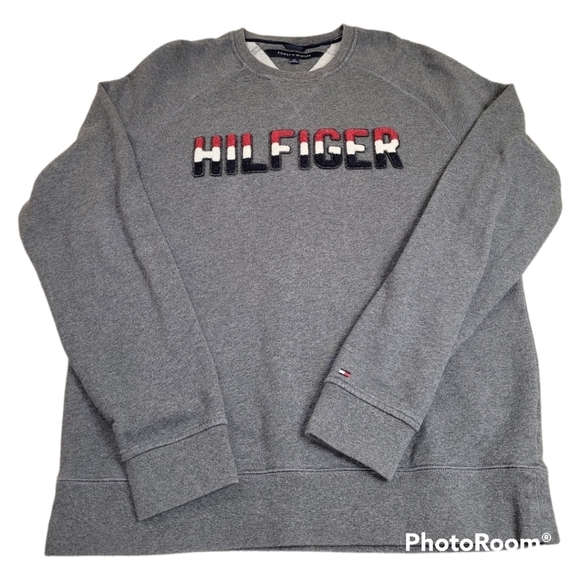 Timmy Hilfiger Men's Large Spell Out Sweatshirt Gray - Picture 1 of 6